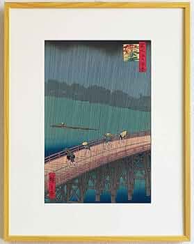 復刻浮世絵　歌川広重・名所江戸百景「大はしあたけの夕立」　額装 広重 大はしあたけの夕立（復刻版） | 創業1909年 川瀬巴水 版元